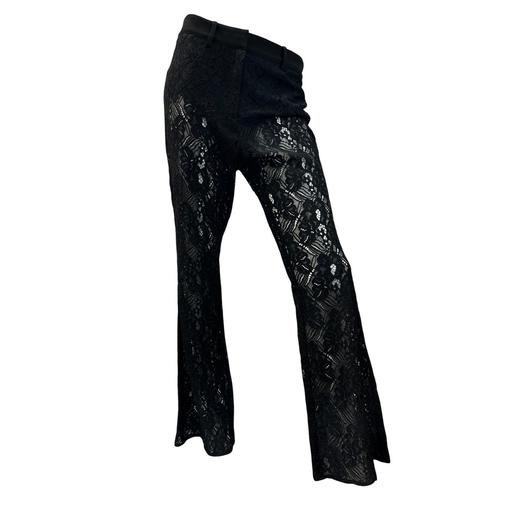 Avec Les Filles Lace Flare Pants Womens Size M Black Excellent High Rise Floral